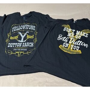 Lot Of 2 Yellowstone TV Show‎ Dutton Ranch/The Brand Licensed Womens T-Shirt 2XL